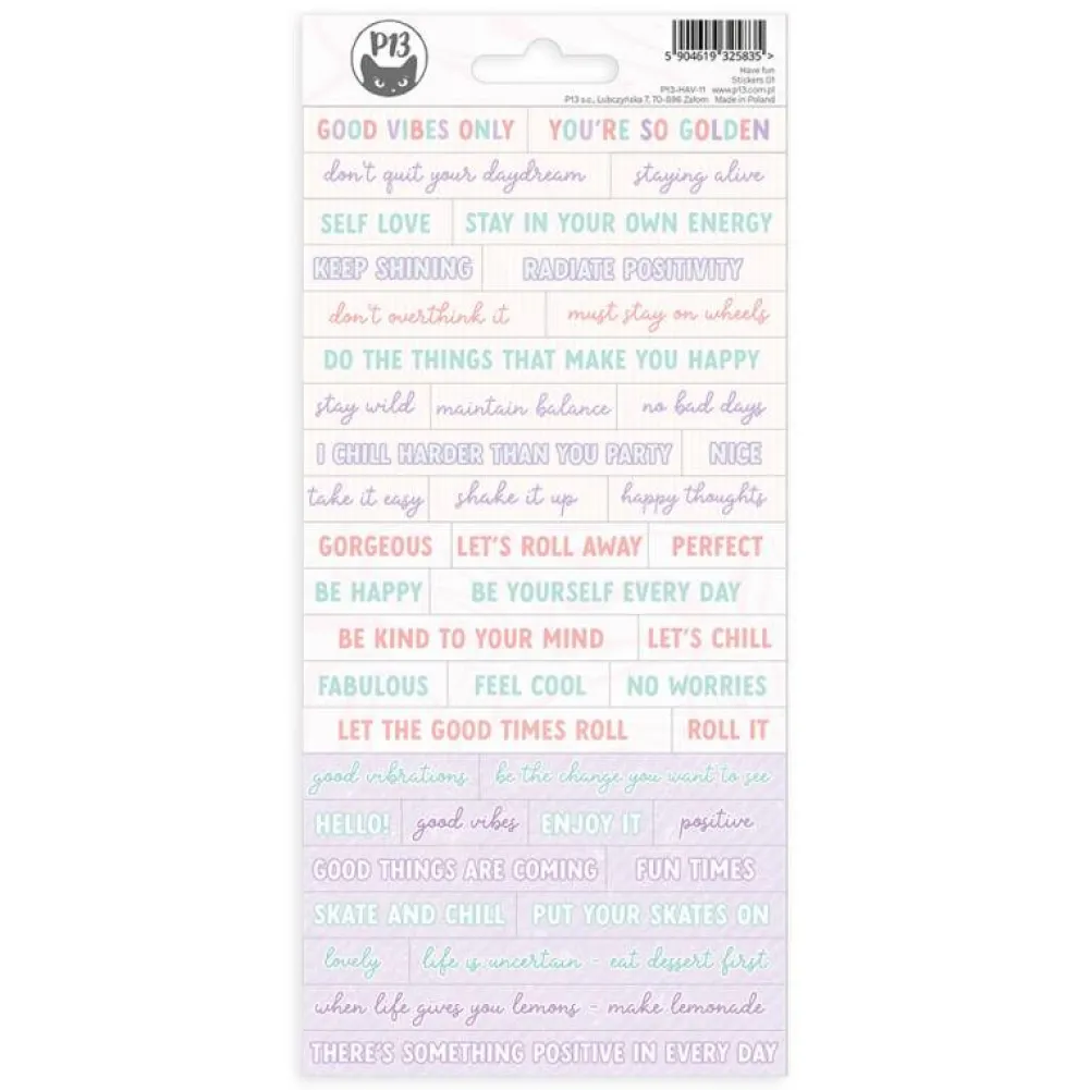 Piatek Trzynastego Arkusz tekturowych naklejek 10,5 x 22 cm - Piątek Trzynastego - Have Fun 01 > Papiery Do Scrapbookingu