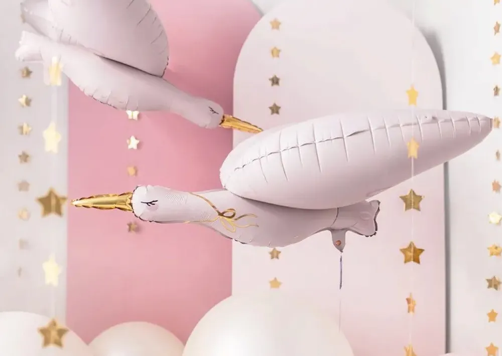 Balon foliowy, Bocian - jasnoróżowy, 103 x 60 cm > Balony Foliowe|Przyjęcia Okolicznościowe
