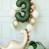 PartyDeco Balon foliowy Cyfra 3 Dinozaur - zielony 92 cm