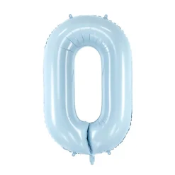 PartyDeco Balon foliowy Cyfra 0 - jasnoniebieski, 72 cm > Balony Foliowe