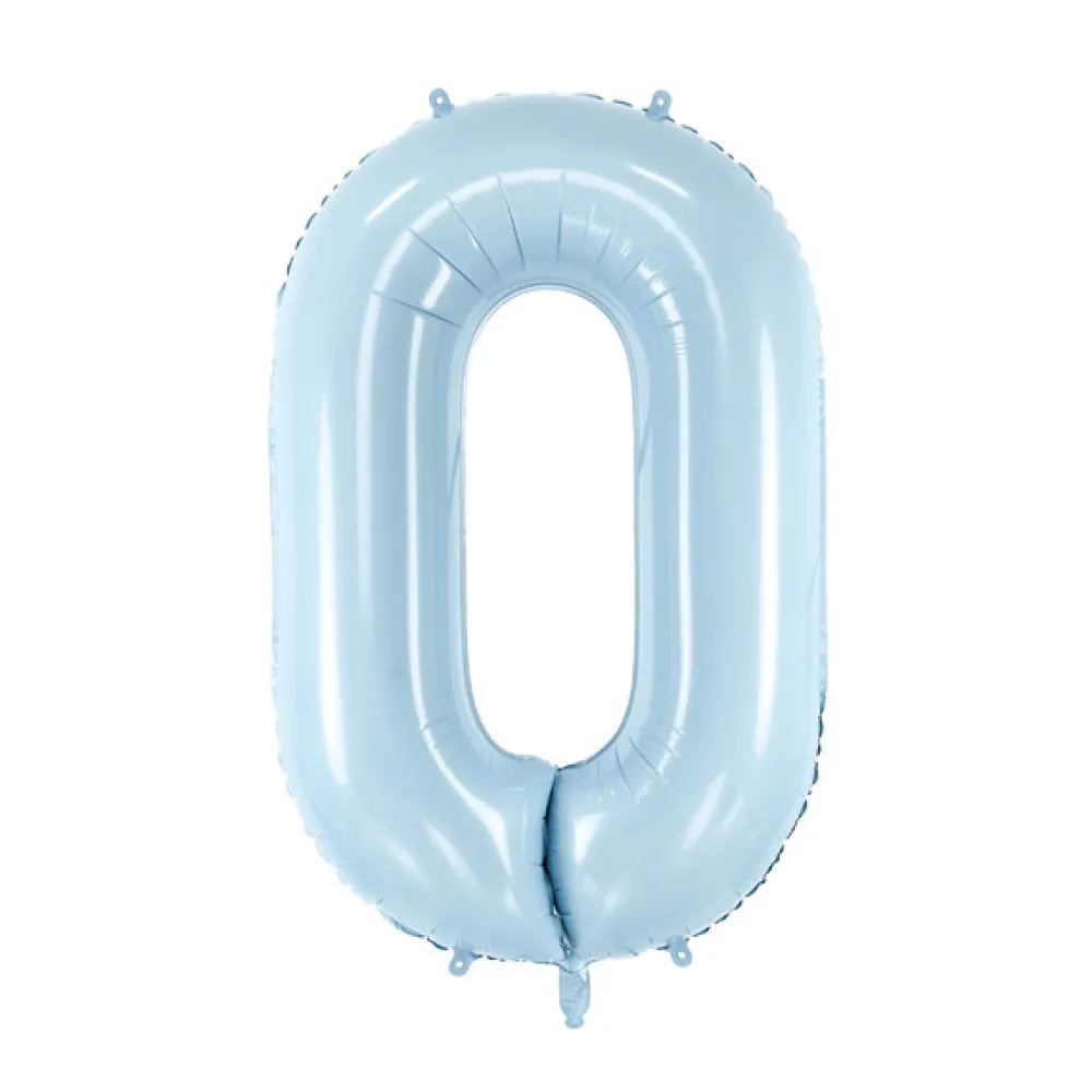 PartyDeco Balon foliowy Cyfra 0 - jasnoniebieski, 72 cm > Balony Foliowe