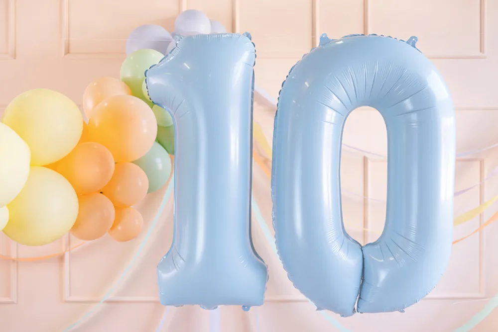 PartyDeco Balon foliowy Cyfra 0 - jasnoniebieski, 72 cm > Balony Foliowe