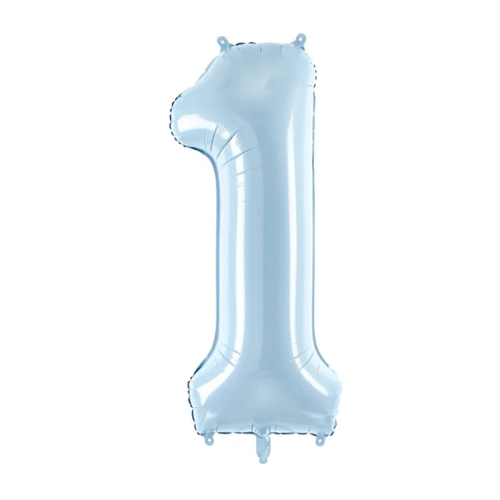 PartyDeco Balon foliowy Cyfra 1 - jasnoniebieski, 72 cm