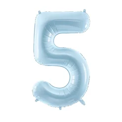 PartyDeco Balon foliowy Cyfra 5 - jasnoniebieski, 72 cm