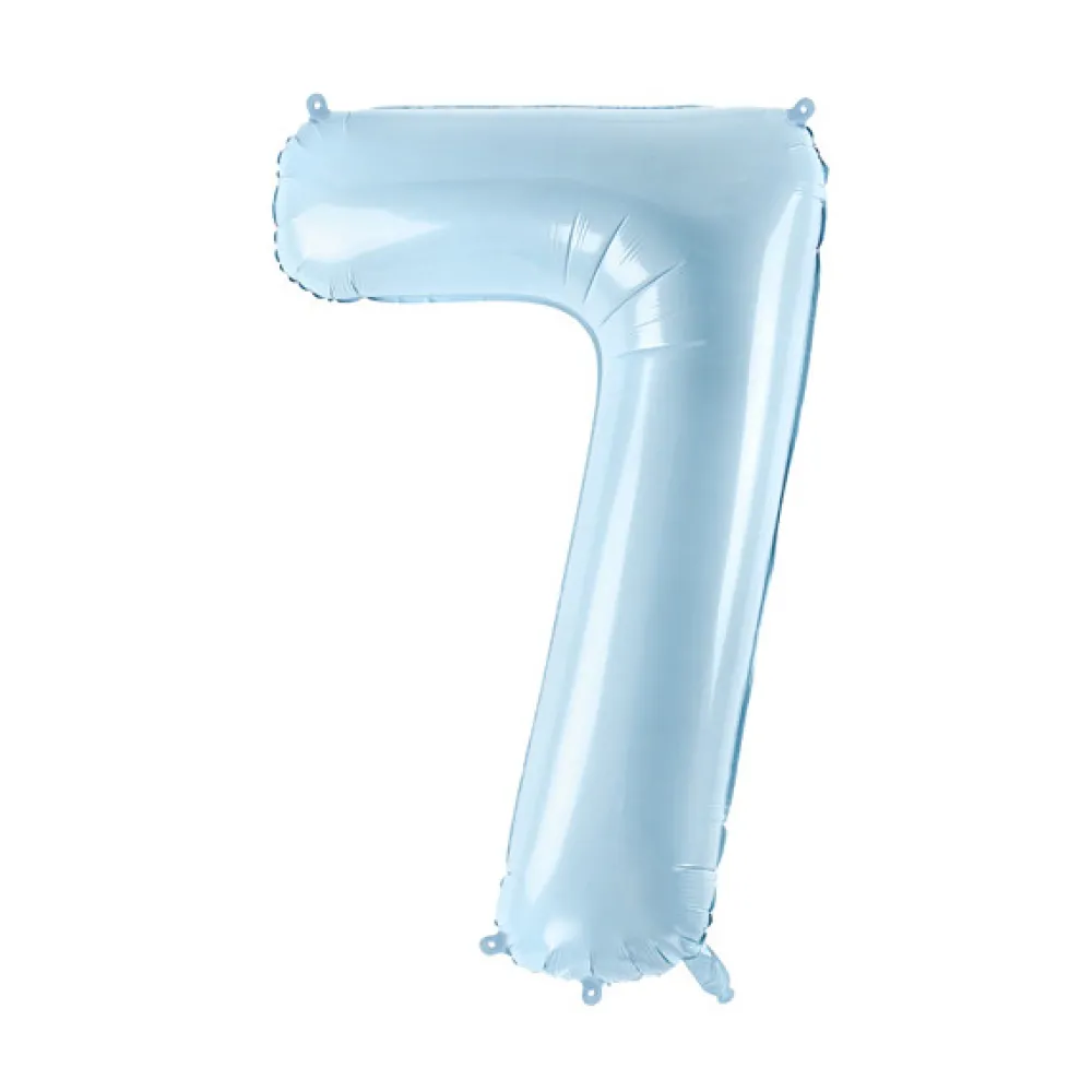 PartyDeco Balon foliowy Cyfra 7 - jasnoniebieski, 72 cm