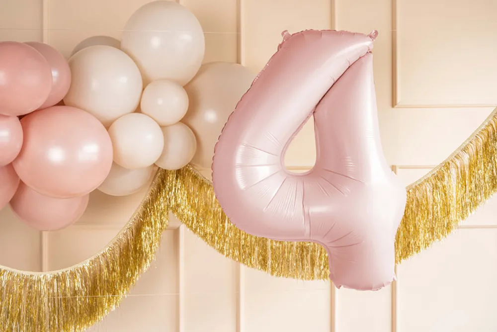 PartyDeco Balon foliowy Cyfra 4 - jasnoróżowy, 72 cm > Balony Foliowe