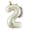 PartyDeco Balon foliowy Cyfra 3 Jednorożec - kremowy holo 93 cm > Balony Foliowe