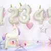 PartyDeco Balon foliowy Cyfra 5 Jednorożec - kremowy holo 93 cm > Balony Foliowe