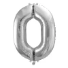 PartyDeco Balon foliowy cyfra 0 - srebrny, 86 cm