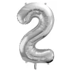 PartyDeco Balon foliowy cyfra 2 - srebrny, 86 cm > Balony Foliowe