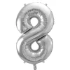 PartyDeco Balon foliowy cyfra 8 - srebrny, 86 cm > Balony Foliowe