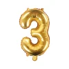 PartyDeco Balon foliowy cyfra 3 - złoty, 35 cm