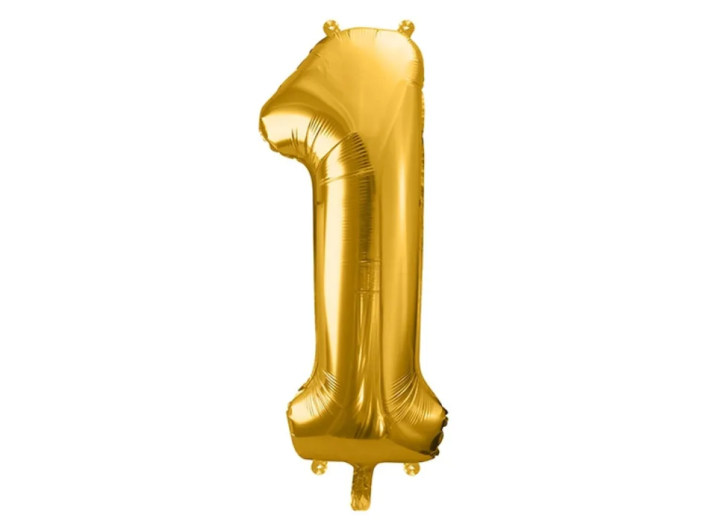 PartyDeco Balon foliowy cyfra 1 - złoty, 86 cm