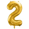 PartyDeco Balon foliowy cyfra 2 - złoty, 86 cm