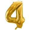 PartyDeco Balon foliowy cyfra 4 - złoty, 86 cm