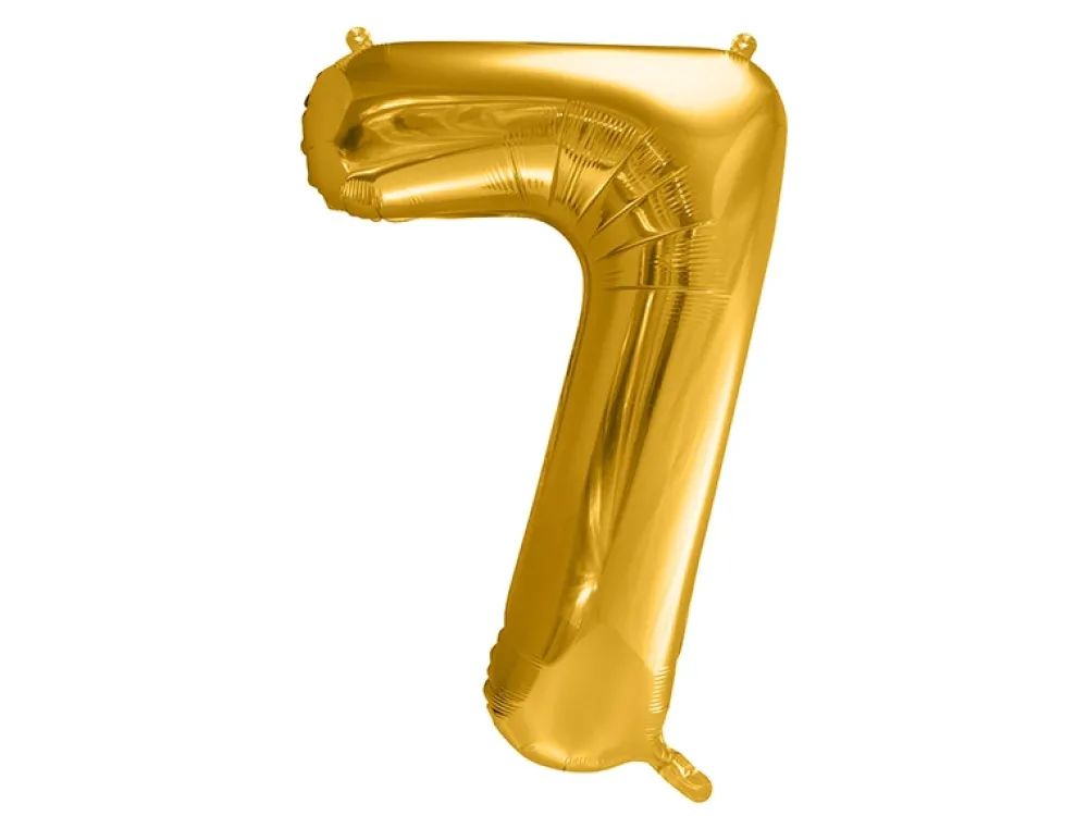 PartyDeco Balon foliowy cyfra 7 - złoty, 86 cm