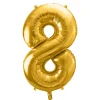 PartyDeco Balon foliowy cyfra 8 - złoty, 86 cm