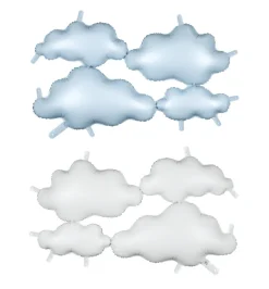 PartyDeco Balon foliowy dwustronny Chmurki - biało-niebieski 99 x 52 cm