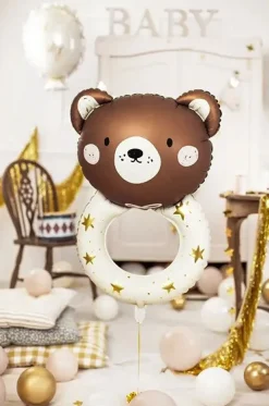 Balon foliowy, Grzechotka Miś - brązowy, 61 x 88 cm ><noscript><img width=