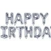 PartyDeco Balon foliowy Happy Birthday - srebrny, 340 x 35 cm