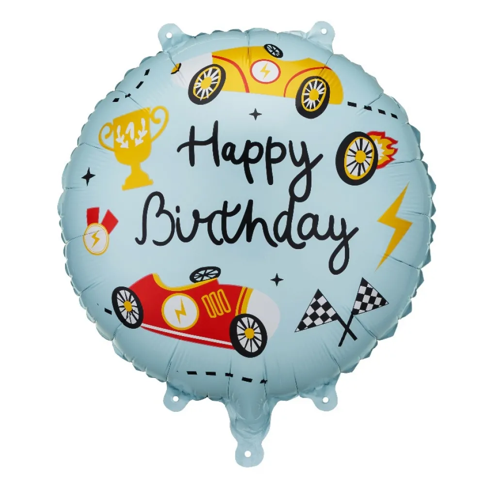 PartyDeco Balon foliowy Happy Birthday - niebieski 35 cm
