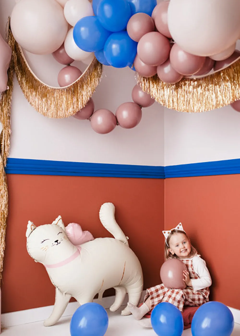 PartyDeco Balon foliowy Kotek - beżowy, 83 x 77 cm