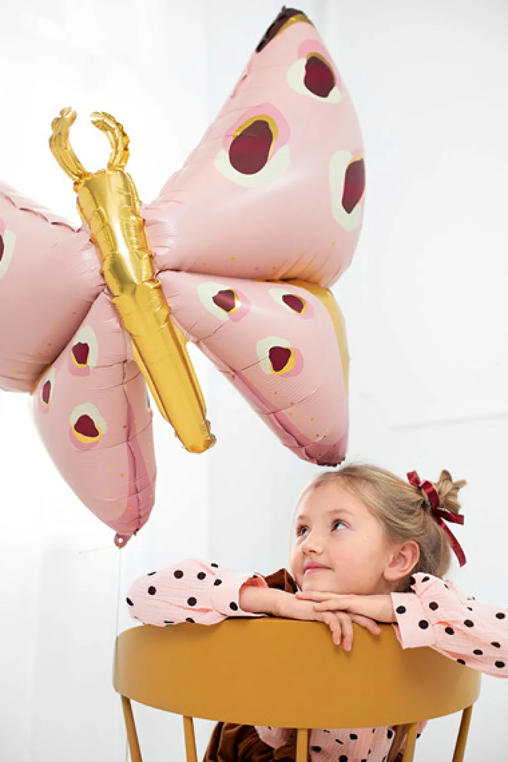 PartyDeco Balon foliowy Motyl - różowy, 120 x 87 cm