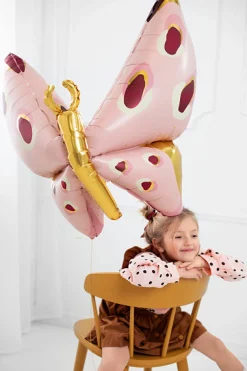 PartyDeco Balon foliowy Motyl - różowy, 120 x 87 cm