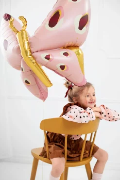 PartyDeco Balon foliowy Motyl - różowy, 120 x 87 cm