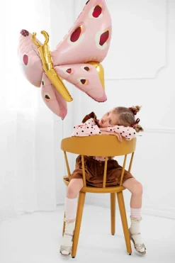 PartyDeco Balon foliowy Motyl - różowy, 120 x 87 cm