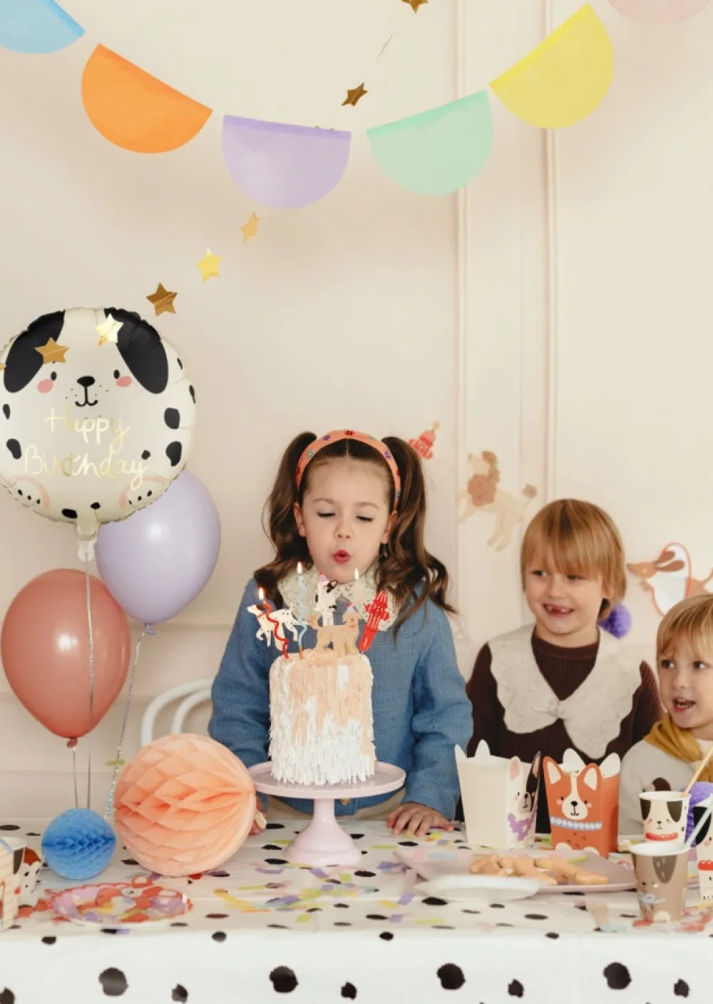 PartyDeco Balon foliowy Piesek Happy Birthday - beżowy 35 cm > Balony Foliowe