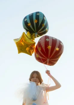 PartyDeco Balon foliowy Piłka w gwiazdki - czerwona, 75 cm ><noscript><img width=