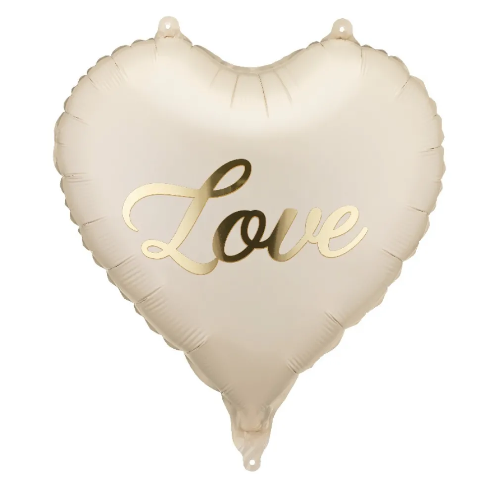 PartyDeco Balon foliowy Serce Love - beżowy 35 cm