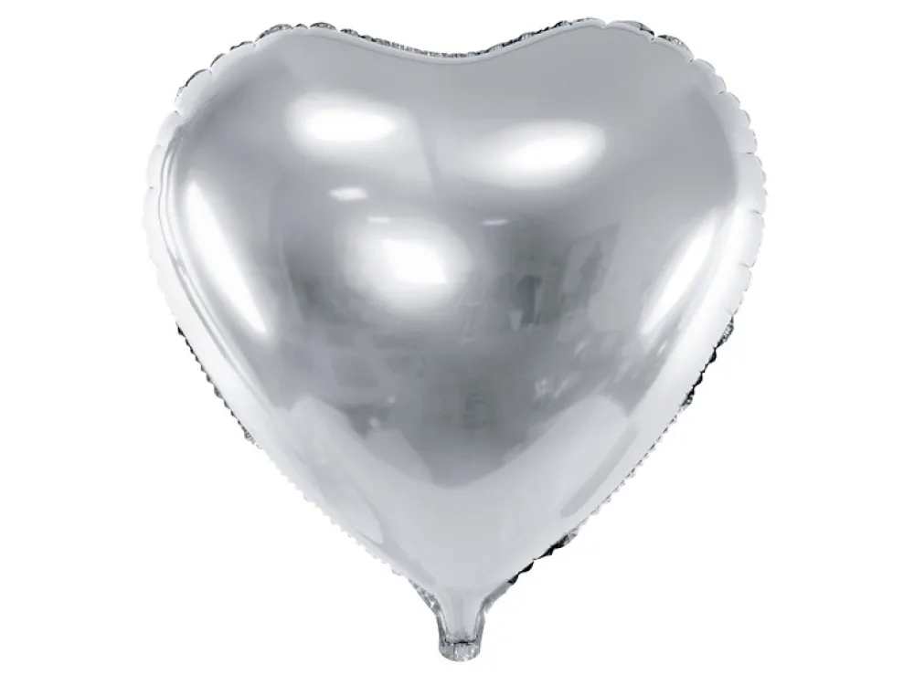 PartyDeco Balon foliowy Serce - srebrny, 35 cm
