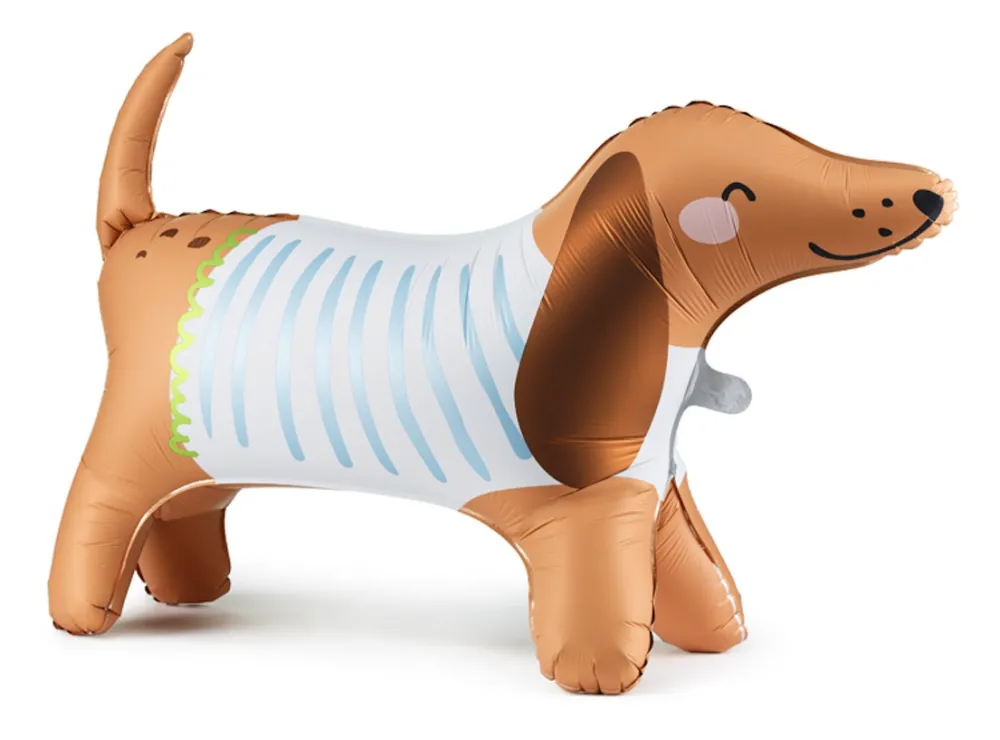 PartyDeco Balon foliowy stojący Jamnik - brązowy, 89 x 58 cm