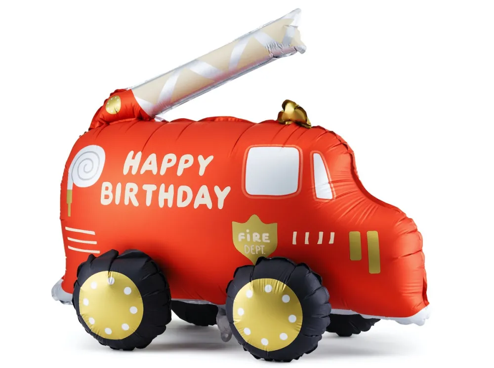 PartyDeco Balon foliowy stojący Wóz Strażacki - czerwony, 67 x 53 cm