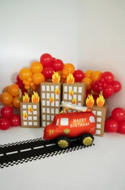 PartyDeco Balon foliowy stojący Wóz Strażacki - czerwony, 67 x 53 cm
