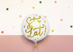 PartyDeco Balon foliowy Sto lat! - biały, 35 cm > Balony Foliowe