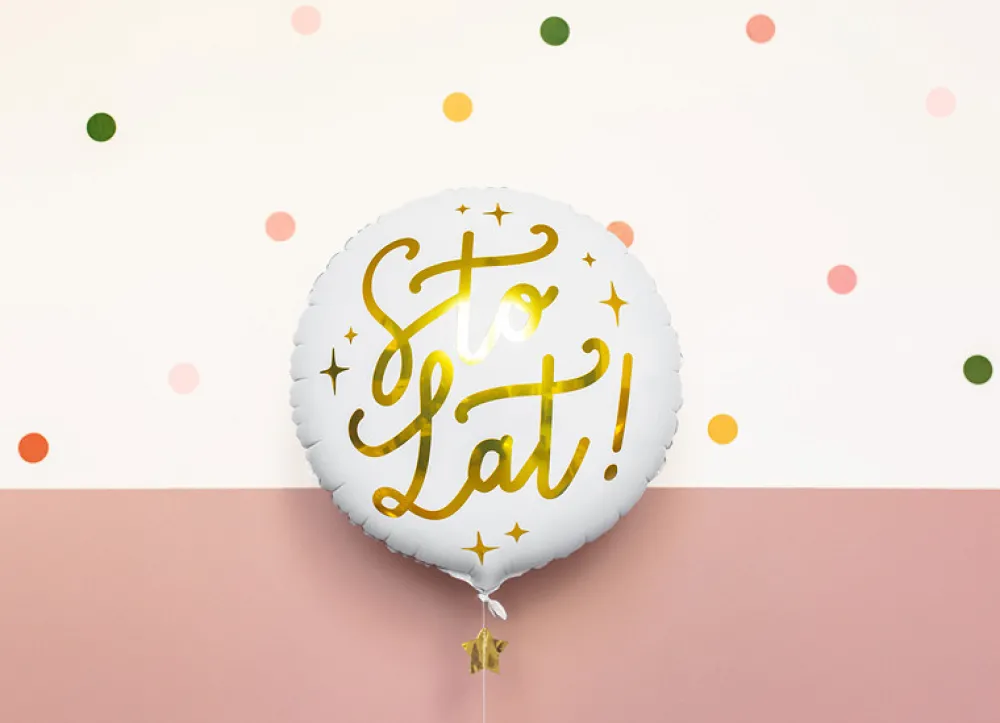 PartyDeco Balon foliowy Sto lat! - biały, 35 cm > Balony Foliowe