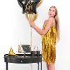 PartyDeco Balon foliowy Sto Lat! - gwiazdka, czarny, 40 cm > Balony Foliowe