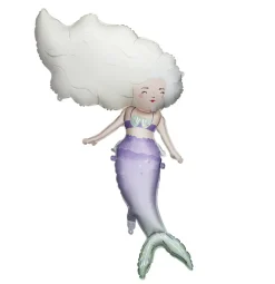PartyDeco Balon foliowy Syrena - fioletowy, 72 x 52 cm