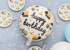 PartyDeco Balon foliowy urodzinowy, Pojazdy budowlane - 45 cm