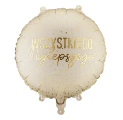 PartyDeco Balon foliowy Wszystkiego Najlepszego - beżowy 35 cm