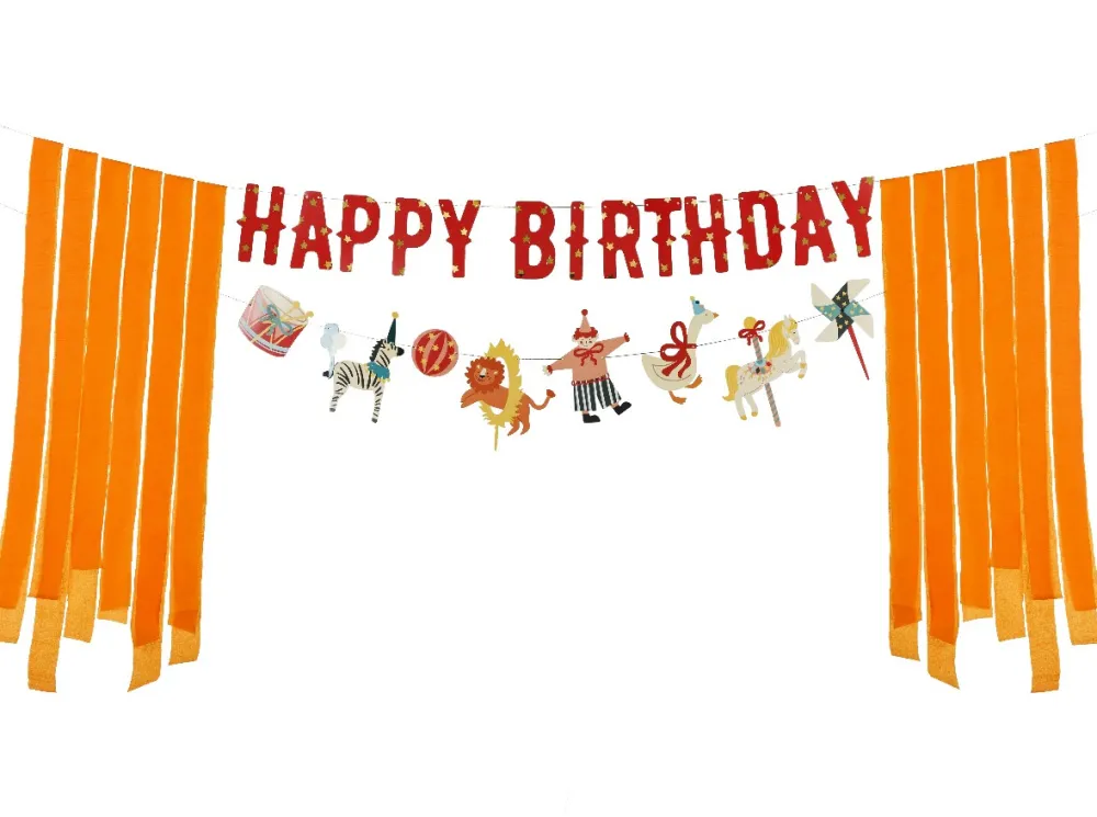 PartyDeco Baner Happy Birthday Cyrk - czerwony, 2,75 m
