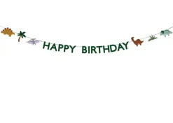 PartyDeco Baner Happy Birthday Dinozaury - zielony, 11 x 300 cm