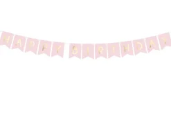 PartyDeco Baner Happy Birthday - jasnoróżowy, 15 x 175 cm > Girlandy I Rozety