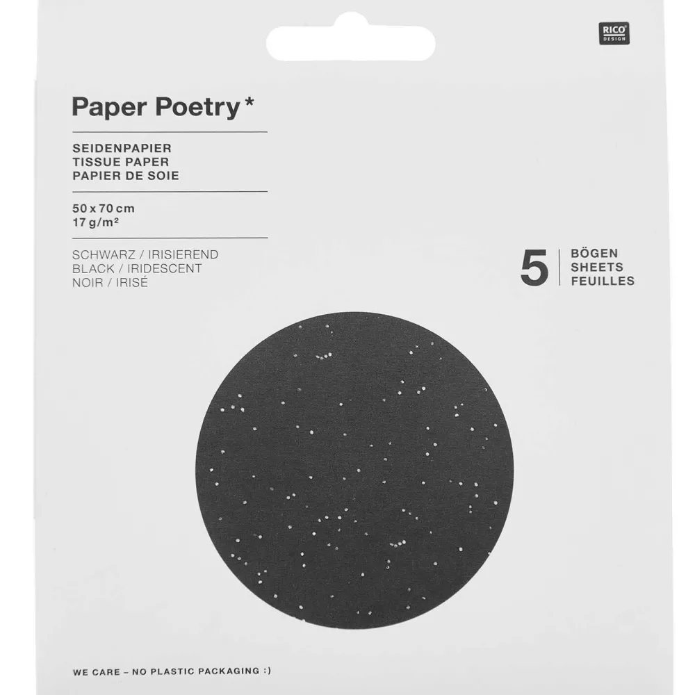 Rico Design Bibuła do pakowania prezentów Black Dots - Paper Poetry - 5 szt. > Bibuła I Wypełniacze Do Prezentów