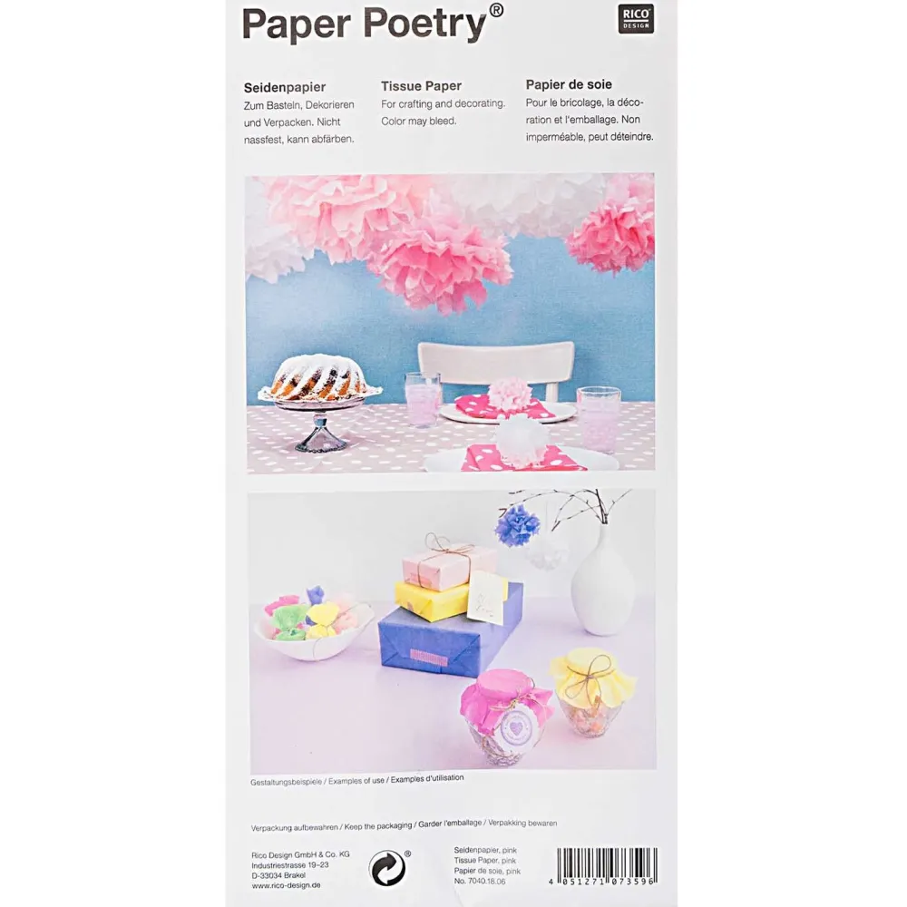 Rico Design Bibuła do pakowania prezentów Purple Mix - Paper Poetry - 5 szt.