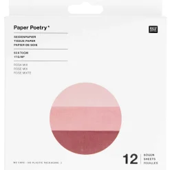 Rico Design Bibuła do pakowania prezentów - Paper Poetry - Rose, 12 szt.