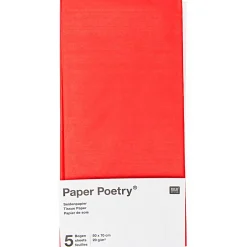 Rico Design Bibuła gładka do pakowania prezentów - Paper Poetry - czerwona, 5 szt.